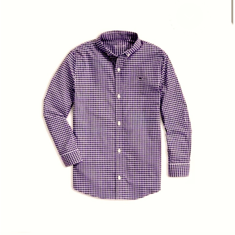 Vineyard Vines Boys Gingham 100% Cotton Whale Shirt